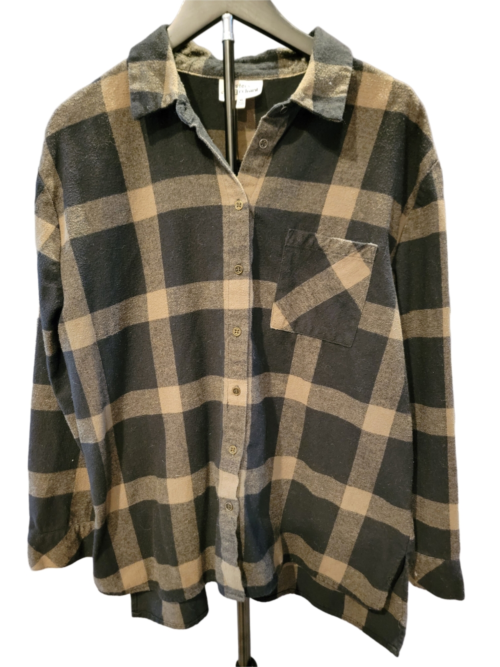 Relaxed Black and Tan Plaid Button-Down Shirt - Hester & Orchard - XL - Picture 5 of 9